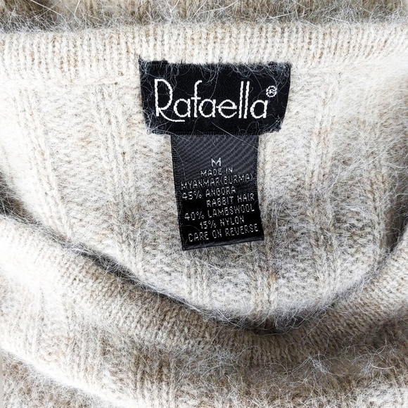 Rafaella Womens M Lambs Wool Blend Taupe Ribbed Round Neck Sweater Sz M - Picture 5 of 6
